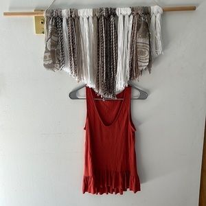 PIPER PROJECT Burnt Orange/Reddish Ribbed Peplum Tank Size Large